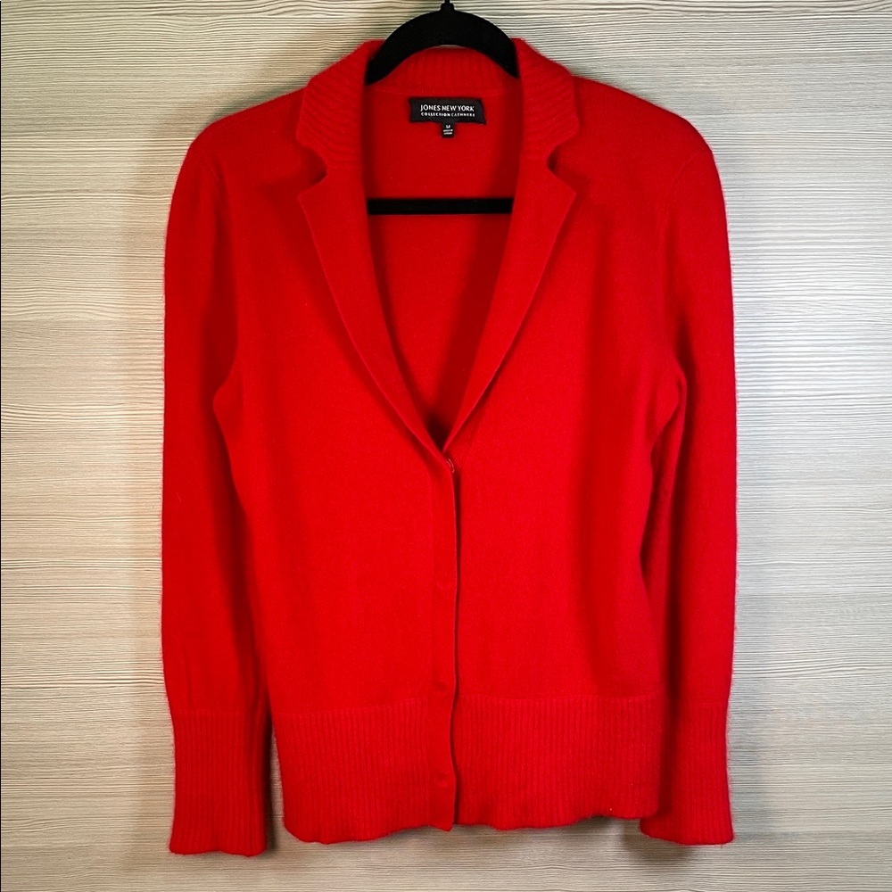 100% Cashmere Red Blazer Cardigan Jones New York | Small/Medium